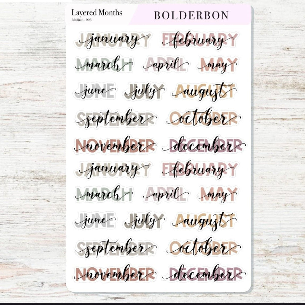Monthly Layered Stickers - Clear Matte | Medium – PlanBold